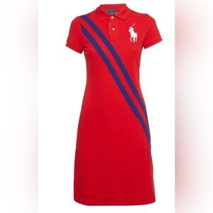 Vintage Polo by Ralph Lauren Red Dress with Blue Accents